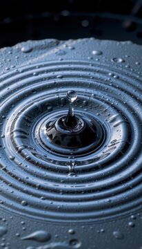 Close-up of water droplet splash on dark surface