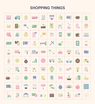 Pastel Shopping and E-Commerce Icon Collection