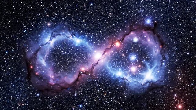Cosmic Nebula Infinity Symbol in Deep Space with Stars and Galaxies