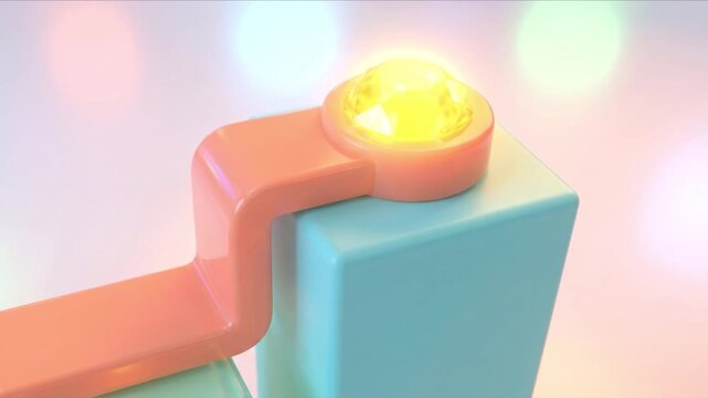 右肩上がりに上昇する棒グラフと折れ線を描く立体的なビジネス背景映像