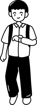 Boy with Backpack in Flat Style