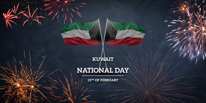 National flag of Kuwait for anniversary Independence day holiday