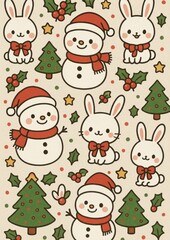 Fototapeta premium Cute festive winter pattern.
