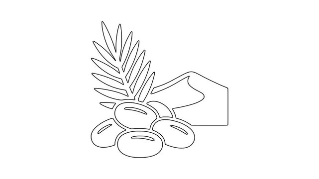 Olive branch with stones, tropical produce symbol, simple artwork, animated icon