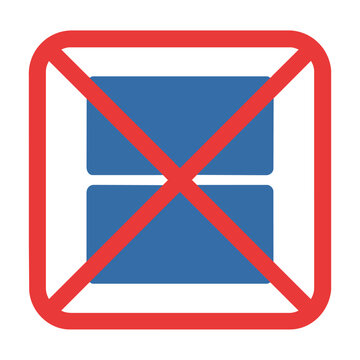 Do not stack warning sign with crossed out boxes inside a rounded square border isolated on a white background, shipping and logistics concept