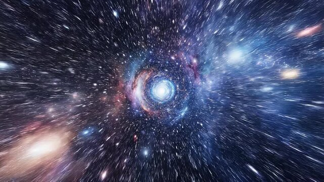 Abstract cosmic nebula warp speed travel through vibrant starfield during galactic exploration