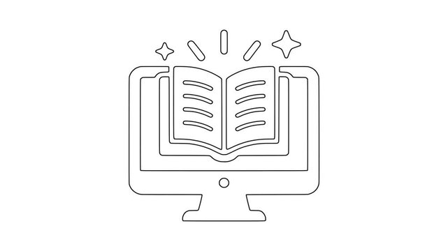 Online learning screen, educational concept, modern visual element, animated icon