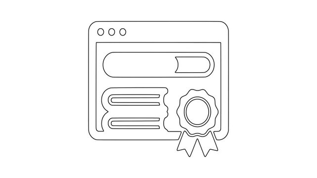 Online certificate, educational concept, modern visual element, animated icon