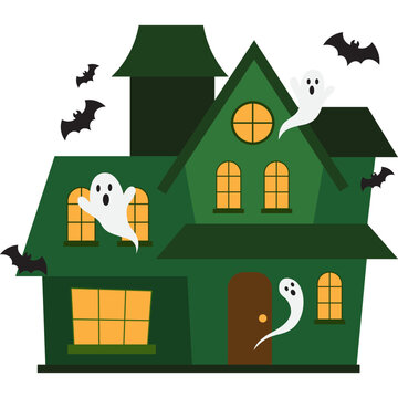 Halloween Haunted House Illustration
