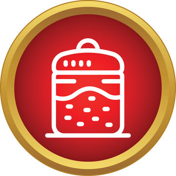Kitchen jar with ingredients in a flat design button
