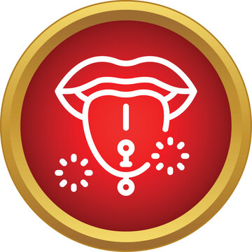 Line art tong with piercing showing potential infection risks inside a red circle