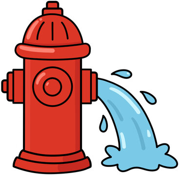 Red fire hydrant with spraying water illustration