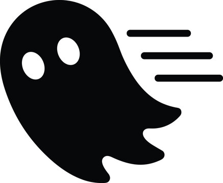 Minimalist flying ghost silhouette icon