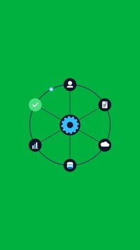 Centralized Network System and Automation Workflow Infographic on Green Screen