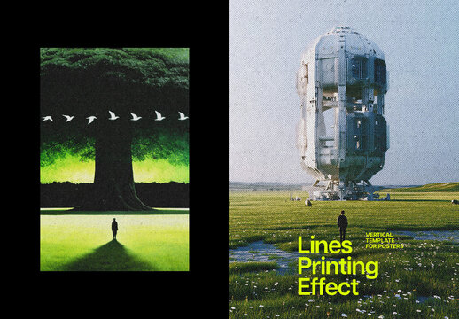 Lines Print Effect For Poster And Print Design