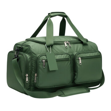 Durable olive duffle bag with sturdy shoulder straps and handles