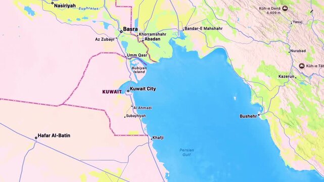 Detailed Map of Bushehr Nuclear Plant and Arab Countries Showing Persian Gulf, Regional Borders, Coastal Geography and Strategic Location