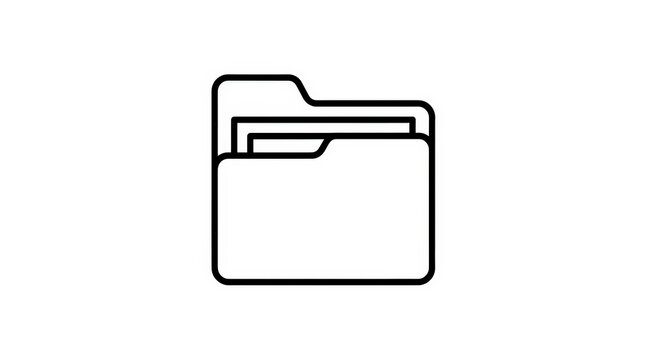 Minimalist Line Art Folder Icon for Organizing Files and Business Records