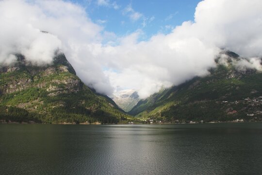 View towards Buerbreen Glacier in Hardanger, Norway