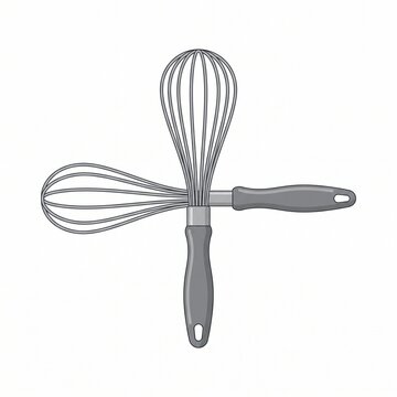 Minimalist stainless steel wire whisk vector illustration isolated on white background