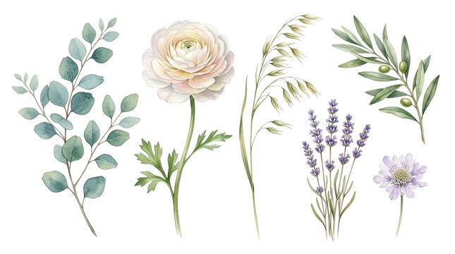 Soft Pastel Botanical Flowers Arrangement