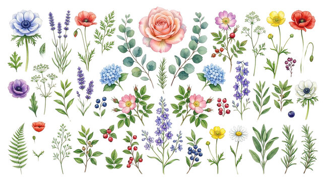 Vibrant Blooming Flower Field Illustration