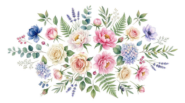 Pastel Floral Arrangement with Roses Peonies and Lavender
