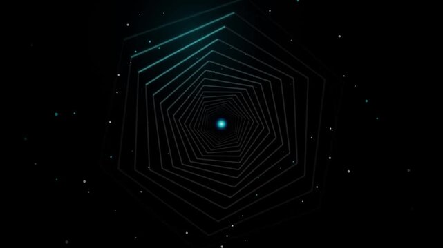 Cosmic tunnel hyperlapse with glowing center and starfield stars galaxy