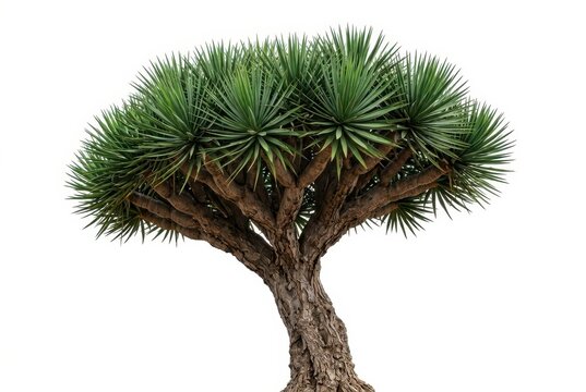 Majestic Dragon Blood Tree (Dracaena draco) Isolated on White Background - Exotic Botanical Element