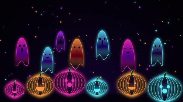 Neon dance party silhouettes with glowing rings