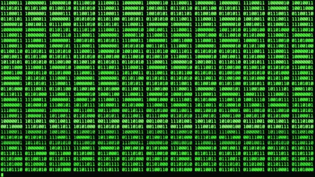 0と1が次々と表示されていくコンピューター画面