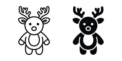 Fototapeta premium Reindeer character minimalist style outline and silhouette vector graphic