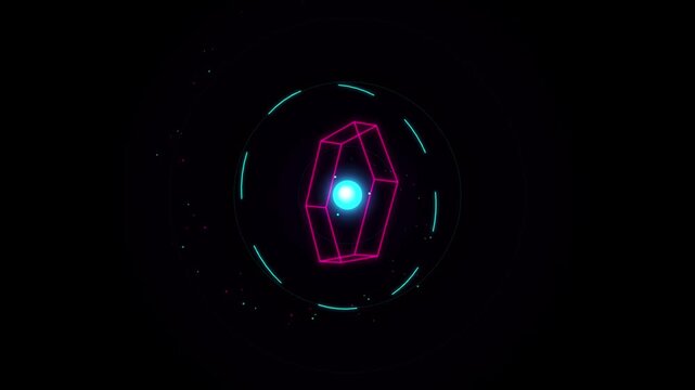 Neon futuristic car racing through dark cosmos