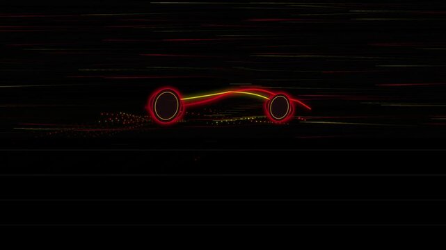 Red glowing abstract motion lines forming dynamic curved shapes