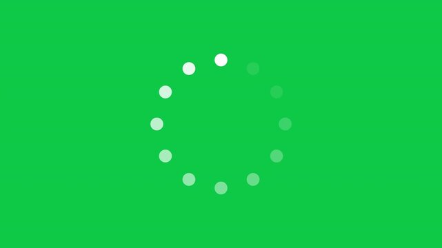 Circular Dotted Preloader Spinner Buffering Progress Loop On Green Screen