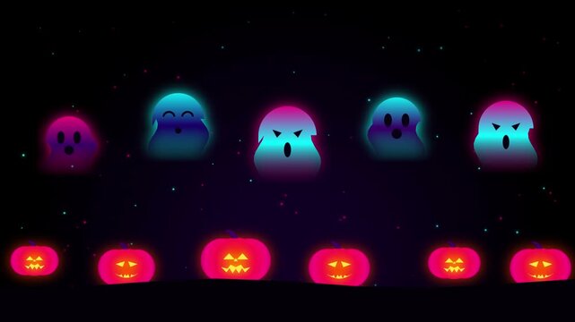 Vibrant neon lights glowing in dark abstract space