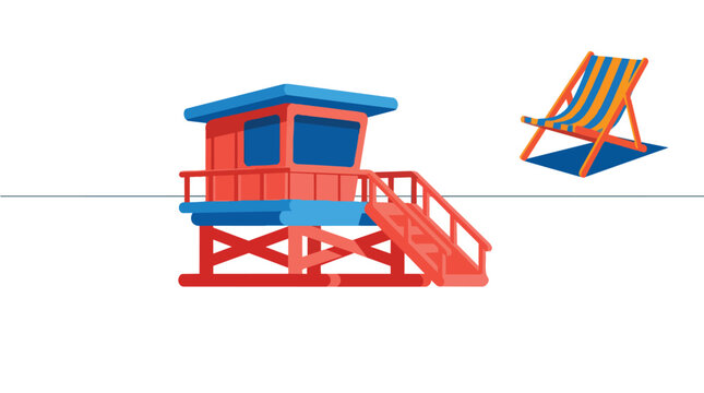 Red Lifeguard Tower With Deck Chair