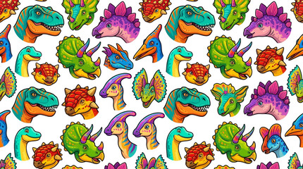 Colorful Dinosaur Pattern, Transparent Background © Brownis