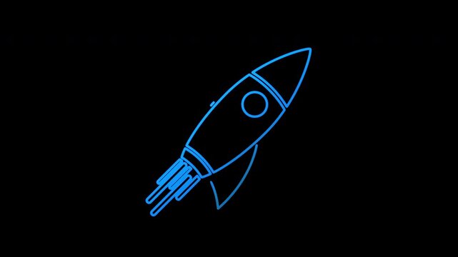 Startup business rocket launch line symbol loopable background. Cyber technology abstract concept icon seamless and loop simple animation.