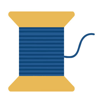 Clean minimalist sewing spool icon with neatly wound thread, isolated on white. DIY and craft concept