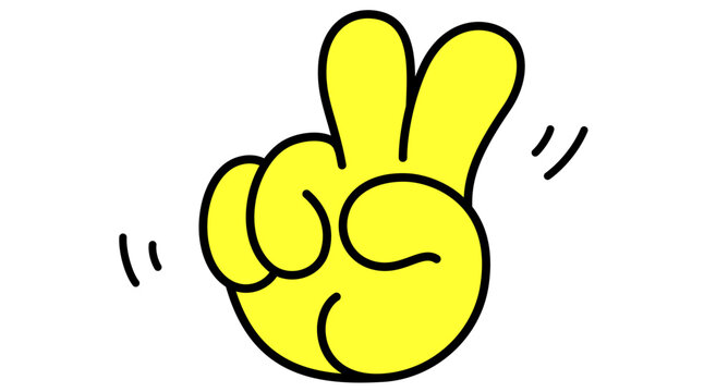 Peace, Victory. Hand sign. Gesture fingers. Dynamic hand gesture sign peace victory art, energetic hand gesture sign mark peace victory, retro comic hand gesture sign badge. Vector Illustration