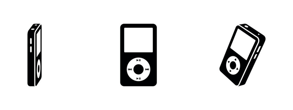 Portable MP3 Music Player Gadget Icon Set