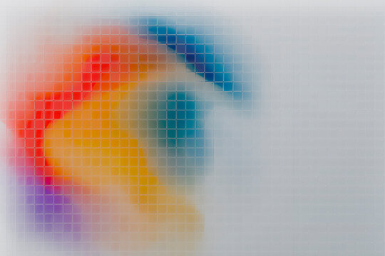 3D Blue Yellow Gradient Glass Grid Fluid Abstract Form