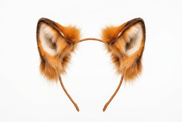 Fototapeta premium Realistic Faux Fur Fox Ears Headband for Cosplay and Costume Isolated on White Background