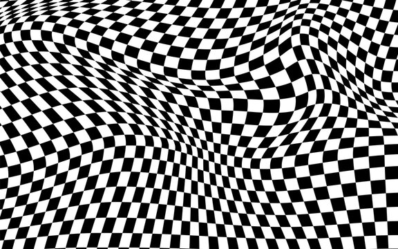 Black and white checker pattern vector illustration. Abstract checkered chessboard or checkerboard for game, grid with geometric square shape, race or rally flag and mosaic floor tile