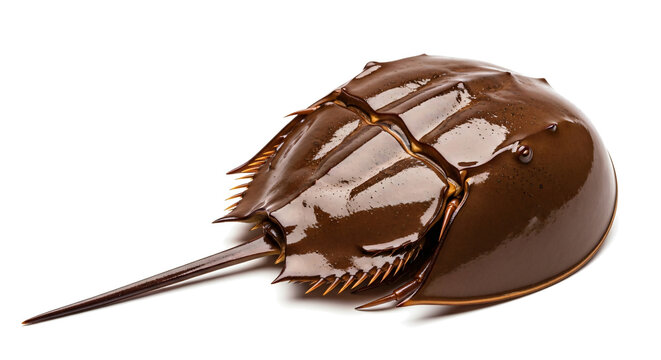 Realistic Brown Horsehoe Crab with Shiny Carapace on White Background