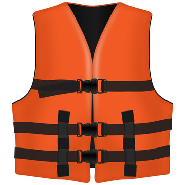 Orange life jacket with safety straps 