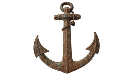 Old rusty metal ship anchor artifact isolated on transparent background © Harry