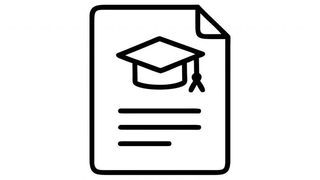 Graduation Cap on Document Paper Icon Represents Education and Achievement