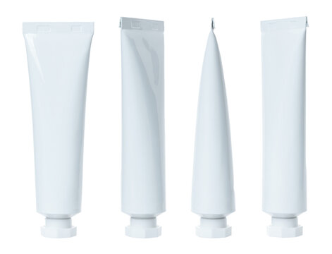 Set of Blank white cosmetic cream tube, isolated on transparent background. Ideal for skincare, beauty, hygiene, and packaging design projects